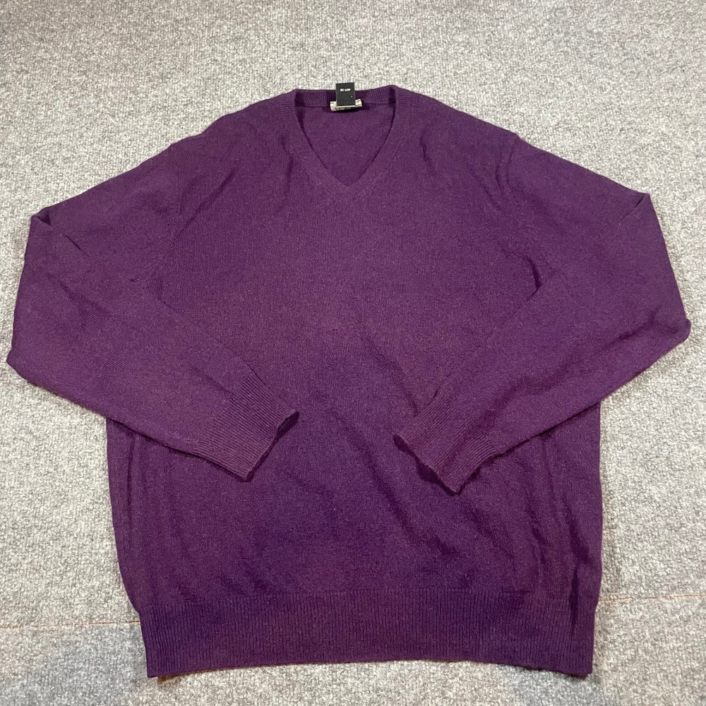 Jos. A. Bank Sweater Mens M Purple 100% Cashmere V-Neck Traveler's Collection